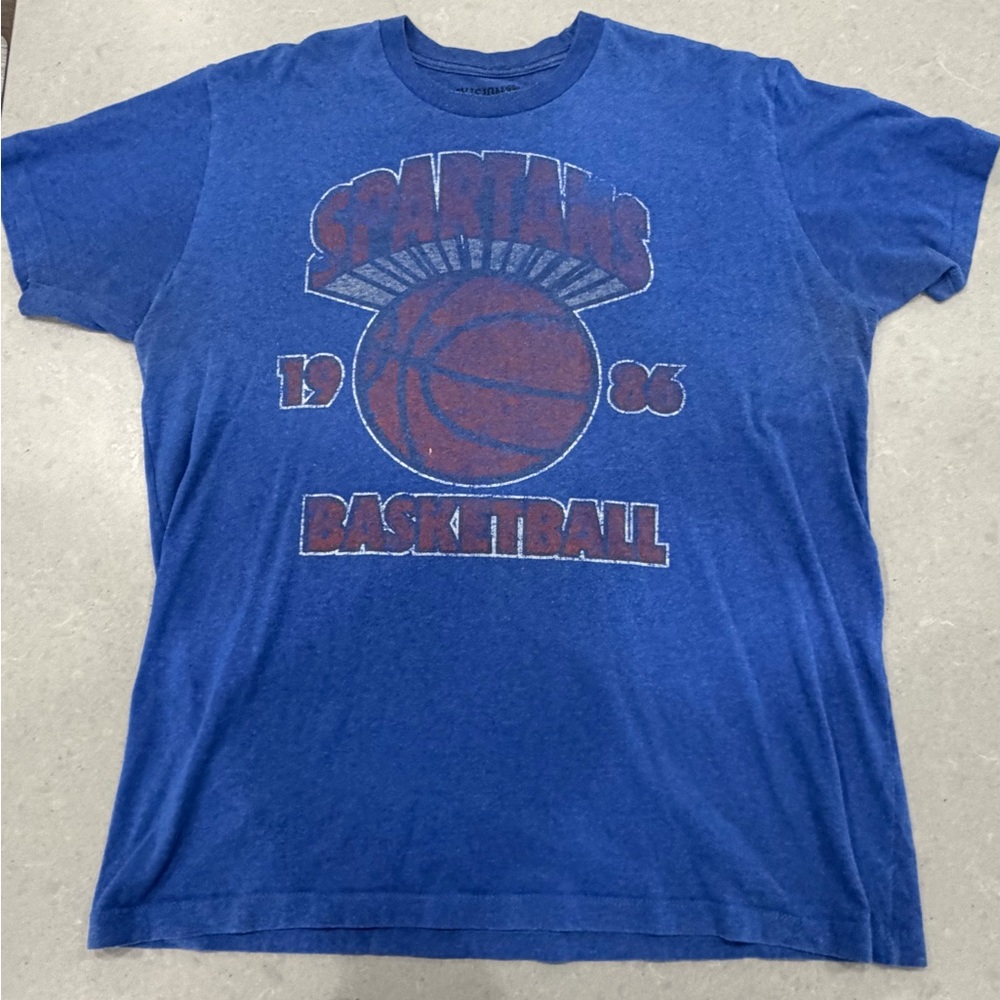 Blue Spartans Basketball Tee 198) Vintage Men’s XL